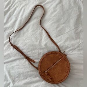 Faux suede round crossbody purse